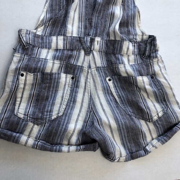Free People Linen Striped Overall Shorts - Picture 6 of 11